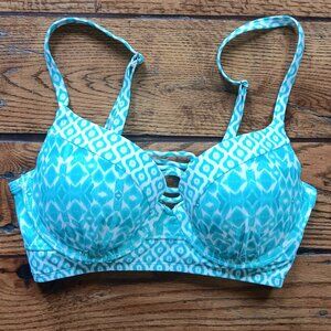 WOMEN'S SWIM TOP Medium, WHITE and AQUA Great Condition!